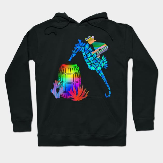 Seahorse Barrell Race Silhouette Art Hoodie by Mazz M